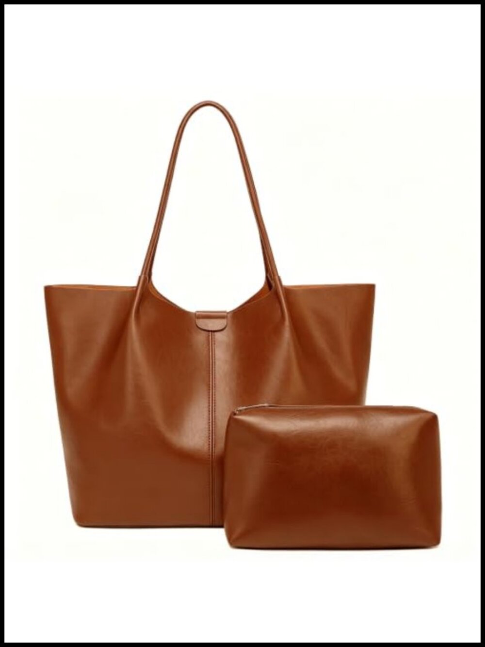 Soft Leather Tote Bag Large Capacity Shoulder Purse for Work Travel
